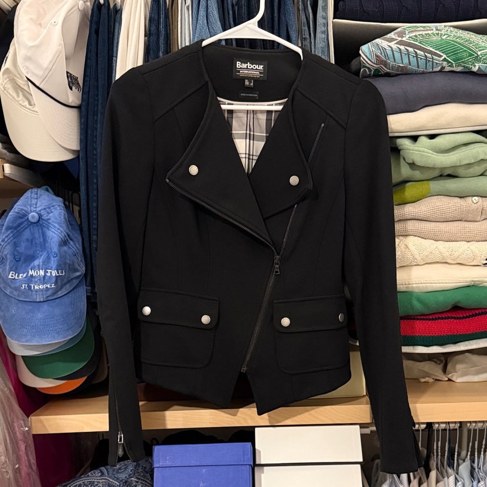 Barbour Black Asymmetric Moto Blazer
